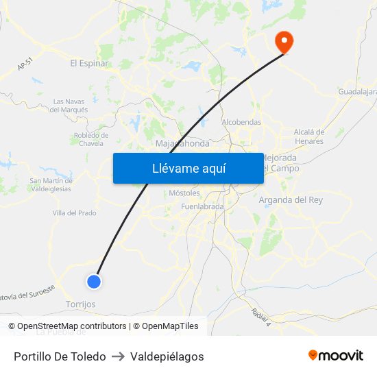 Portillo De Toledo to Valdepiélagos map