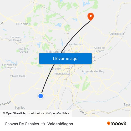 Chozas De Canales to Valdepiélagos map