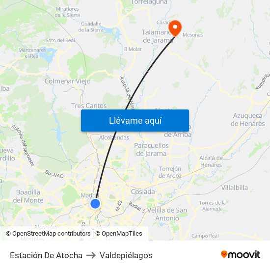 Estación De Atocha to Valdepiélagos map
