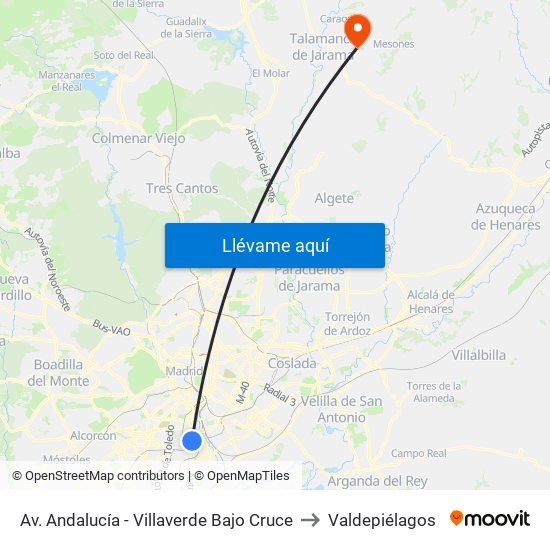 Av. Andalucía - Villaverde Bajo Cruce to Valdepiélagos map