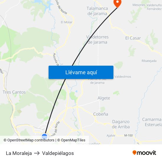 La Moraleja to Valdepiélagos map