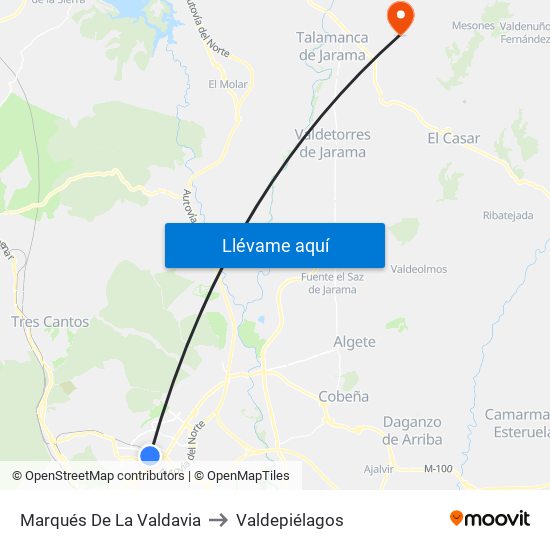 Marqués De La Valdavia to Valdepiélagos map