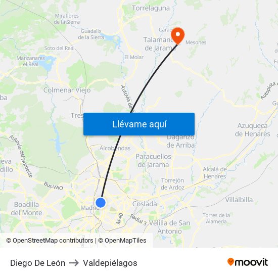 Diego De León to Valdepiélagos map