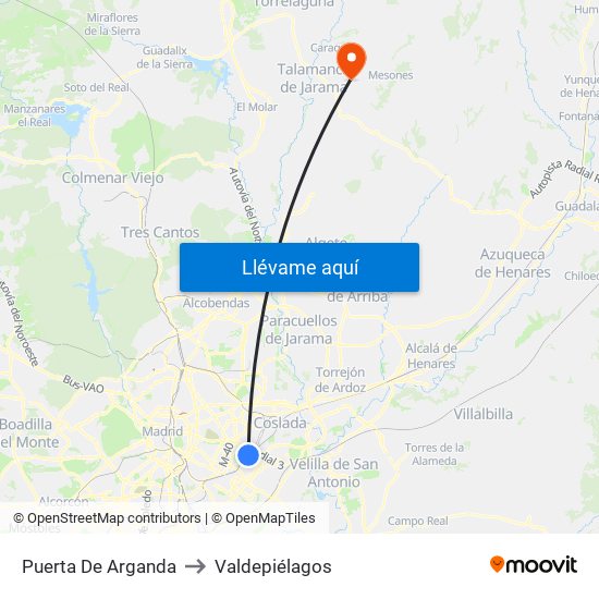 Puerta De Arganda to Valdepiélagos map
