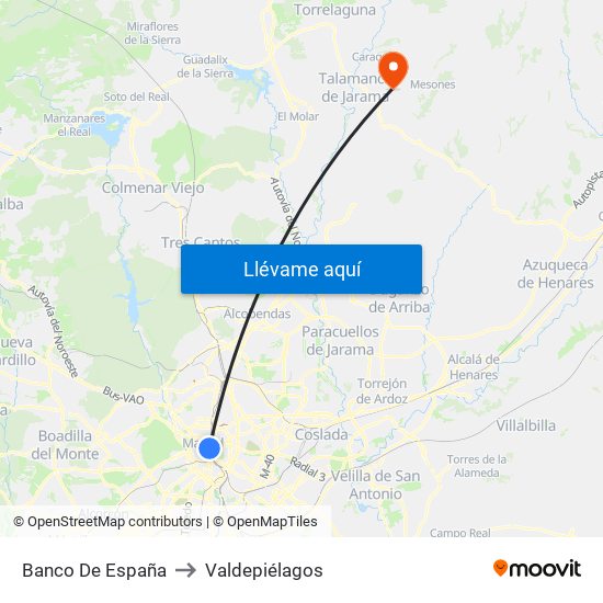 Banco De España to Valdepiélagos map