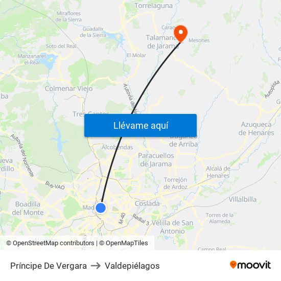 Príncipe De Vergara to Valdepiélagos map