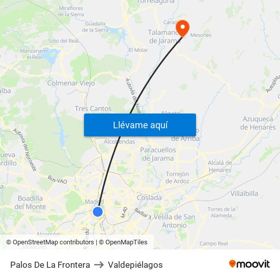 Palos De La Frontera to Valdepiélagos map