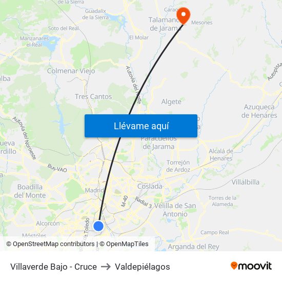 Villaverde Bajo - Cruce to Valdepiélagos map