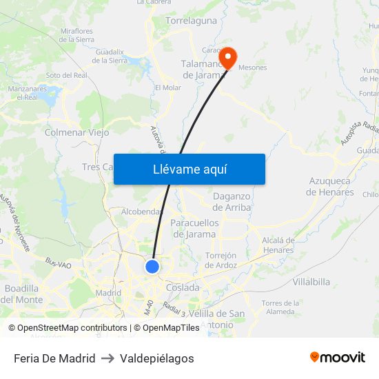 Feria De Madrid to Valdepiélagos map