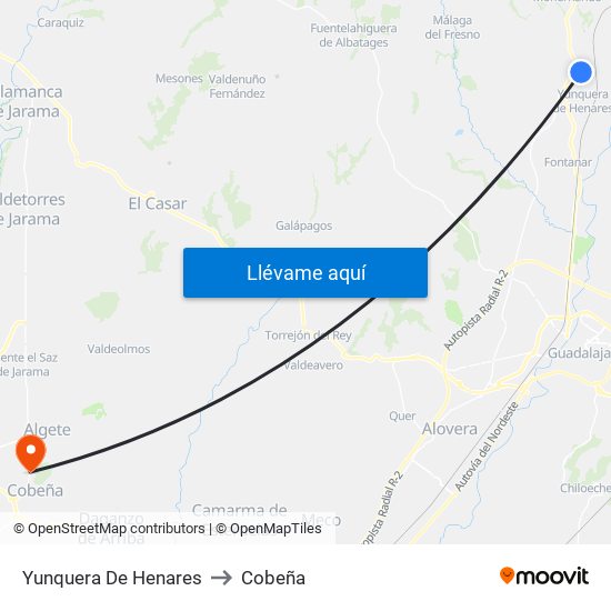 Yunquera De Henares to Cobeña map