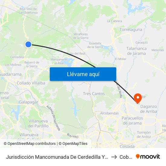 Jurisdicción Mancomunada De Cerdedilla Y Navacerrada to Cobeña map