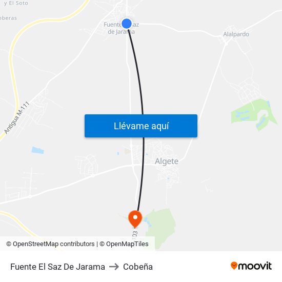 Fuente El Saz De Jarama to Cobeña map
