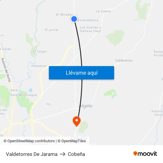 Valdetorres De Jarama to Cobeña map