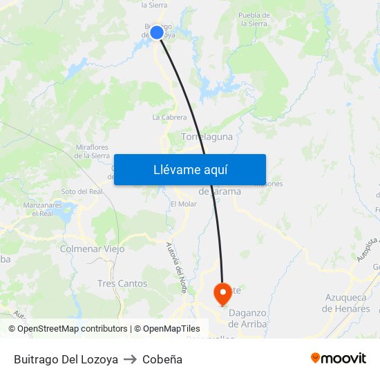 Buitrago Del Lozoya to Cobeña map