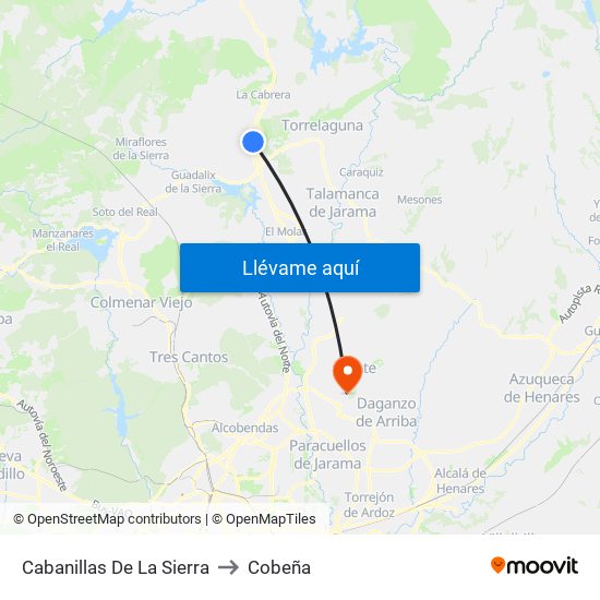 Cabanillas De La Sierra to Cobeña map
