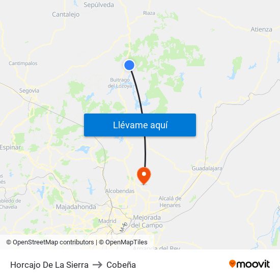Horcajo De La Sierra to Cobeña map