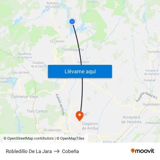 Robledillo De La Jara to Cobeña map