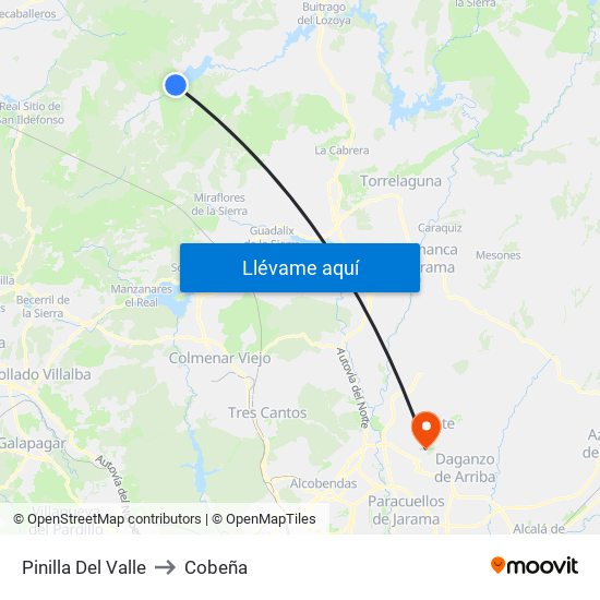 Pinilla Del Valle to Cobeña map