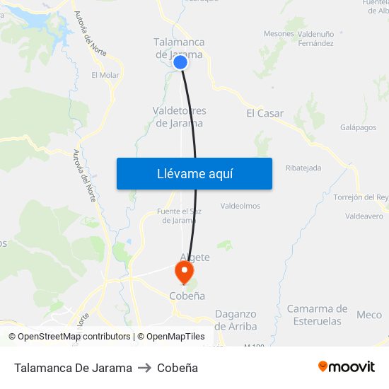 Talamanca De Jarama to Cobeña map
