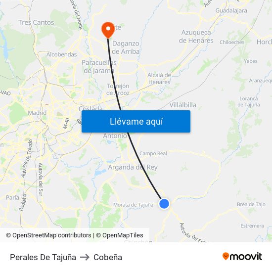 Perales De Tajuña to Cobeña map