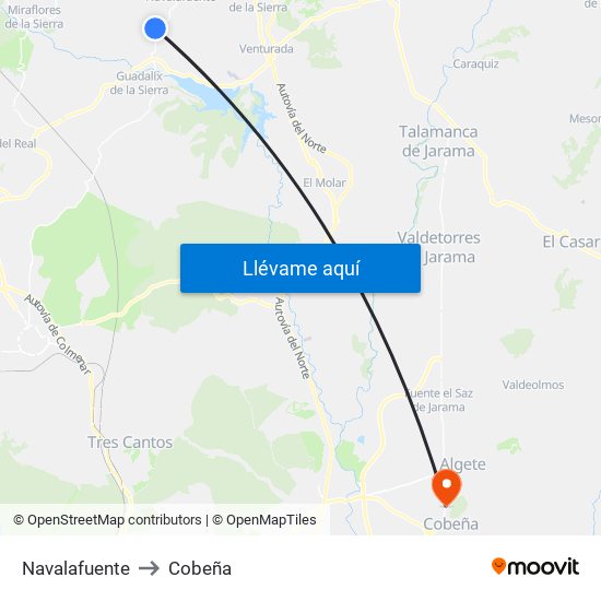 Navalafuente to Cobeña map