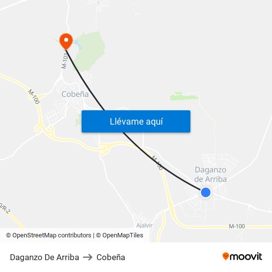 Daganzo De Arriba to Cobeña map