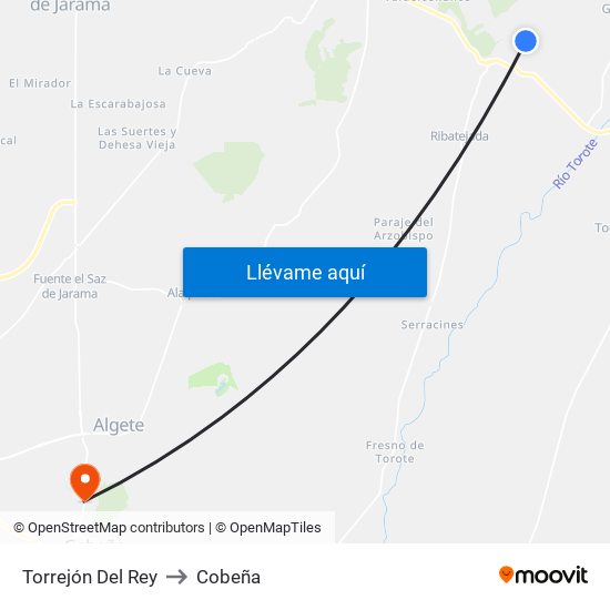 Torrejón Del Rey to Cobeña map