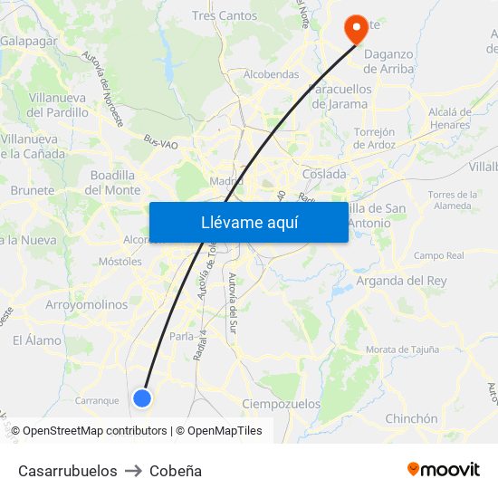 Casarrubuelos to Cobeña map