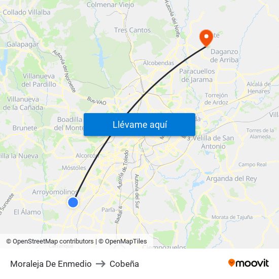 Moraleja De Enmedio to Cobeña map