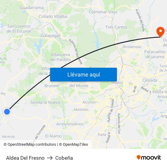 Aldea Del Fresno to Cobeña map