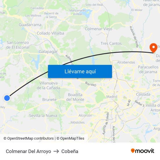 Colmenar Del Arroyo to Cobeña map