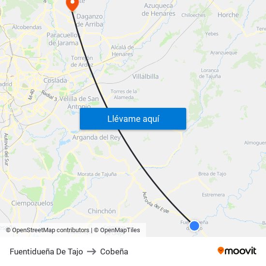 Fuentidueña De Tajo to Cobeña map