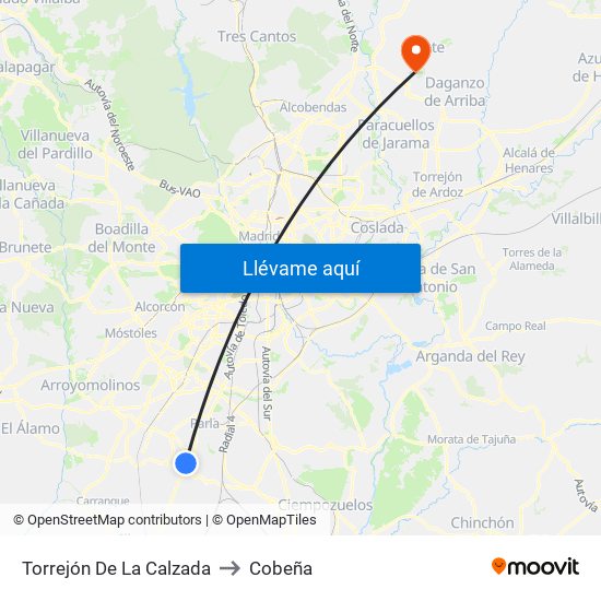 Torrejón De La Calzada to Cobeña map