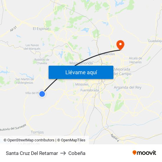 Santa Cruz Del Retamar to Cobeña map