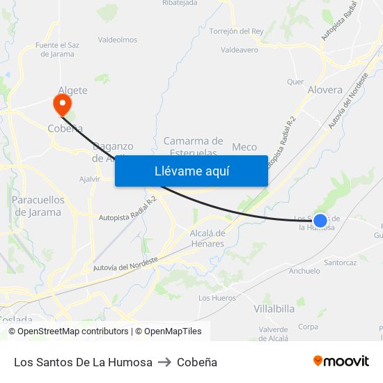 Los Santos De La Humosa to Cobeña map