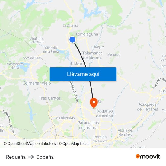Redueña to Cobeña map