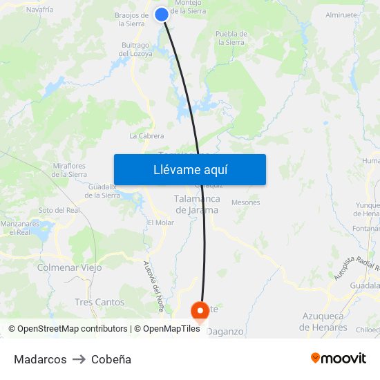 Madarcos to Cobeña map