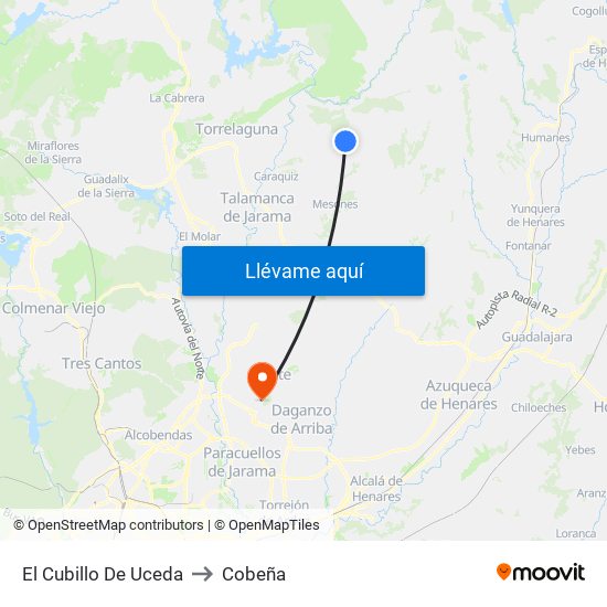 El Cubillo De Uceda to Cobeña map