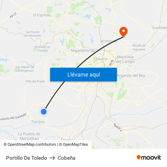 Portillo De Toledo to Cobeña map
