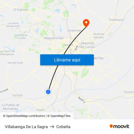 Villaluenga De La Sagra to Cobeña map
