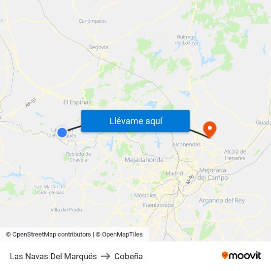 Las Navas Del Marqués to Cobeña map