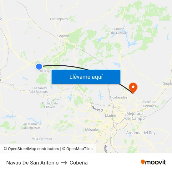 Navas De San Antonio to Cobeña map