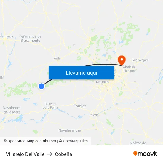 Villarejo Del Valle to Cobeña map