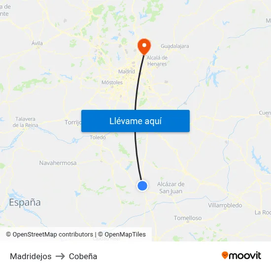 Madridejos to Cobeña map