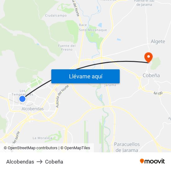 Alcobendas to Cobeña map