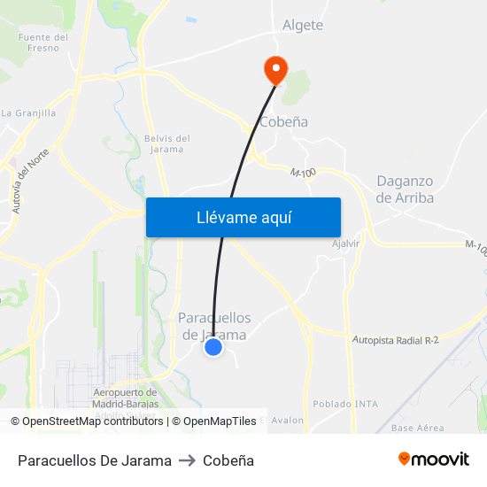 Paracuellos De Jarama to Cobeña map