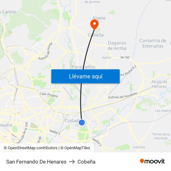 San Fernando De Henares to Cobeña map