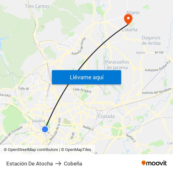 Estación De Atocha to Cobeña map