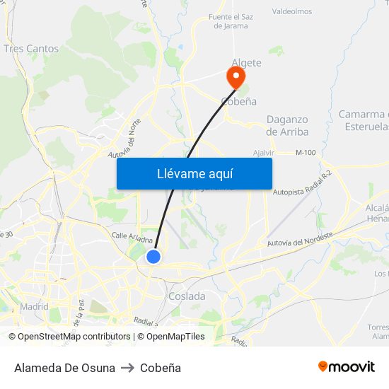 Alameda De Osuna to Cobeña map