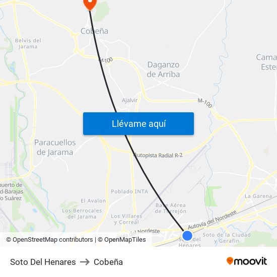 Soto Del Henares to Cobeña map